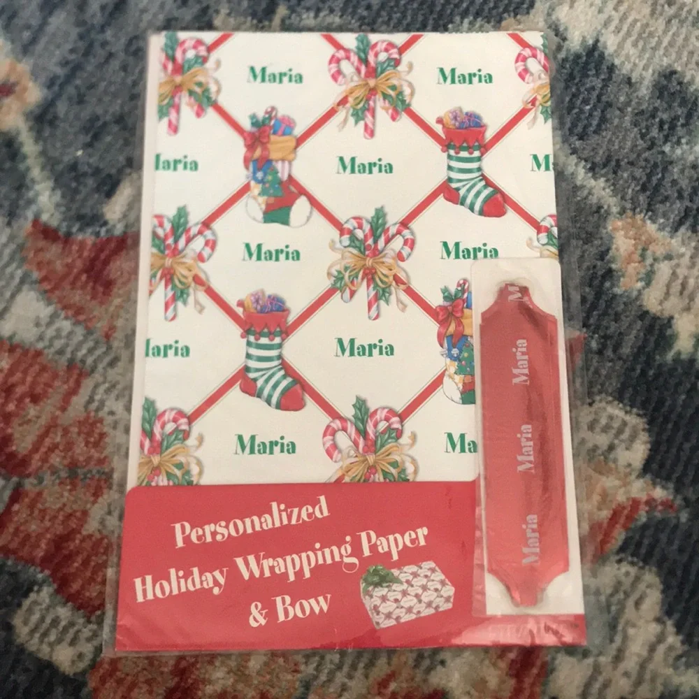 Maria Personalized Holiday Wrapping Paper & Bow